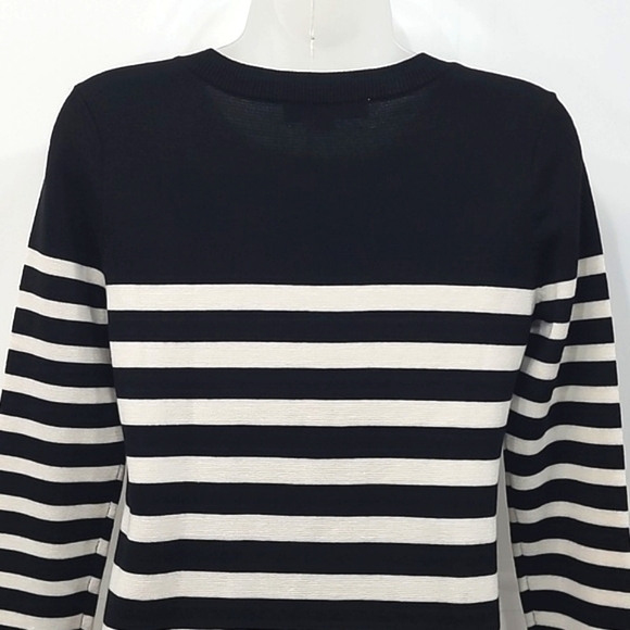 LOFT Petites Midi Sheath Knit Sweater Dress Striped Long Sleeve Boatneck Tunic - Picture 7 of 17